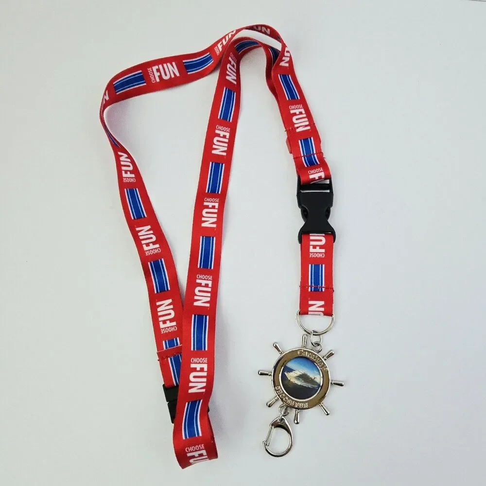 Carnival Cruise Line Choose Fun Lanyard Ship Wheel Photo Holder Pendant Red